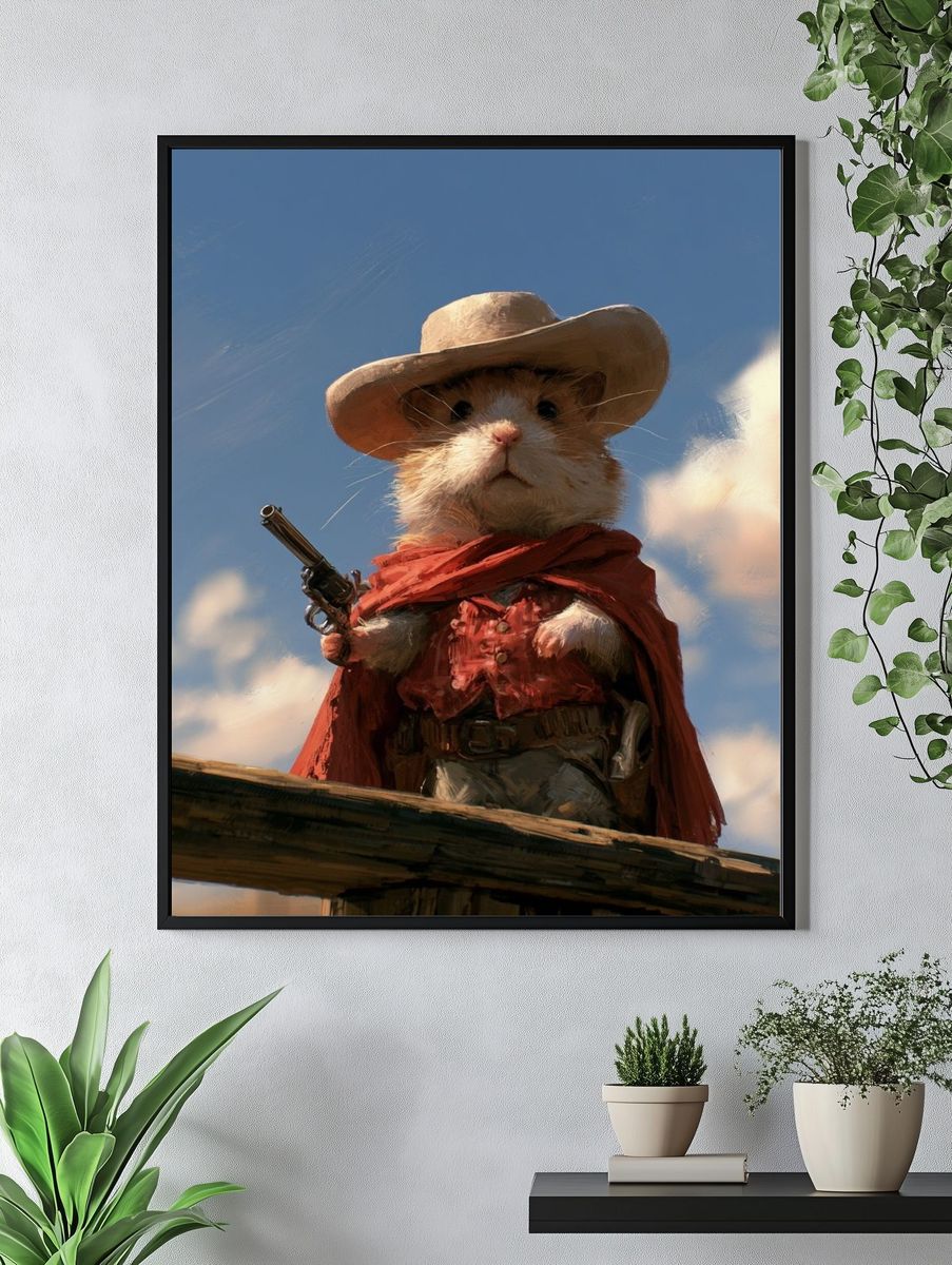 Cowboy Hamster Digital Art Poster. — room view 4