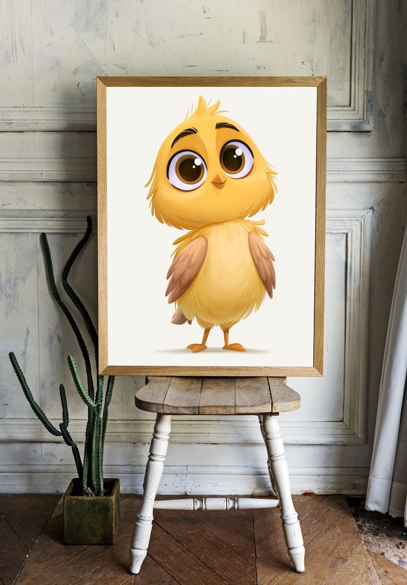Cute Chick Cartoon Print. room preview