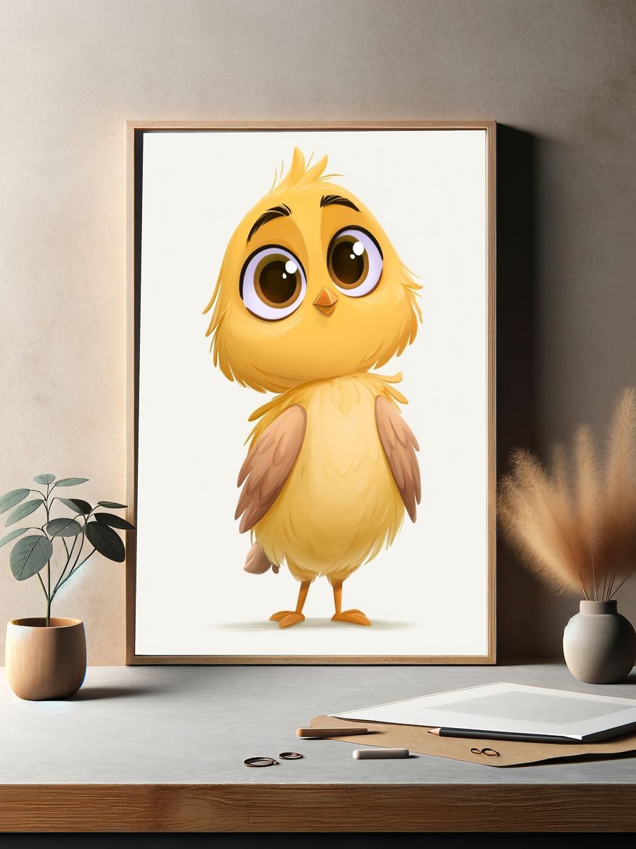 Cute Chick Cartoon Print. — room view 2