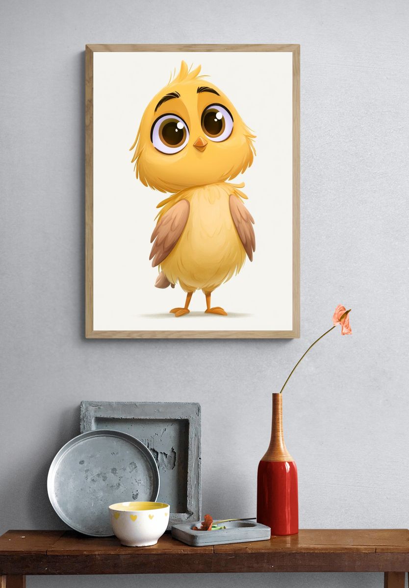 Cute Chick Cartoon Print. — room view 3