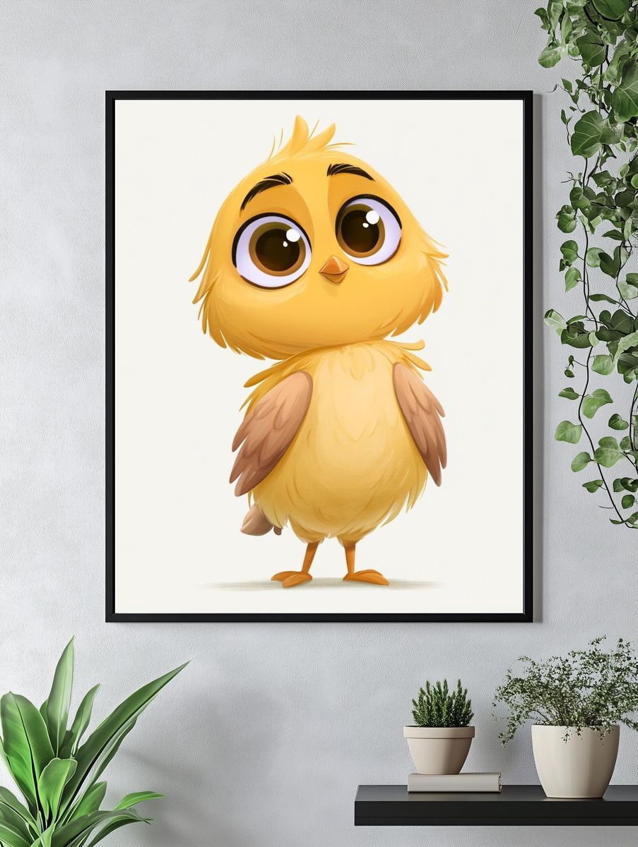 Cute Chick Cartoon Print. — room view 4