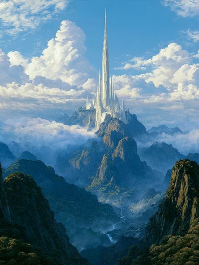 Sky Citadel Fantasy Landscape Poster.