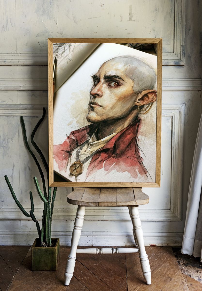 Watercolor Portrait Poster. — room view 1