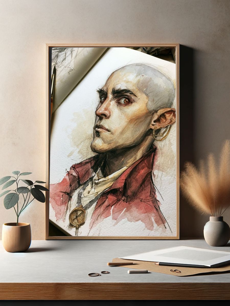 Watercolor Portrait Poster. — room view 2
