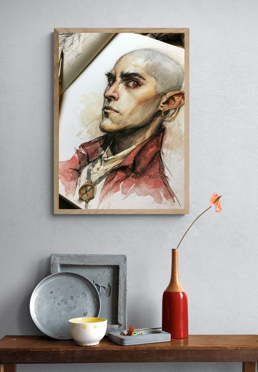 Watercolor Portrait Poster. — room view 3
