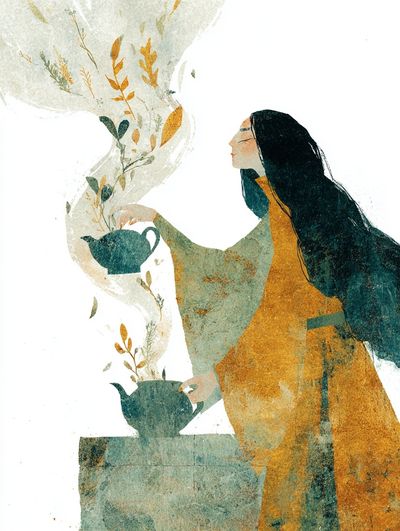 Tea Ritual Woman Illustration Poster. poster print