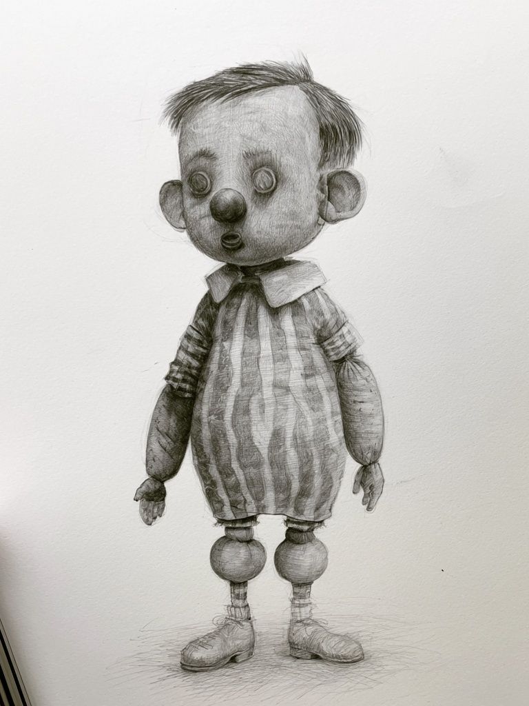 Surreal Pencil Doll Portrait Print. poster detail