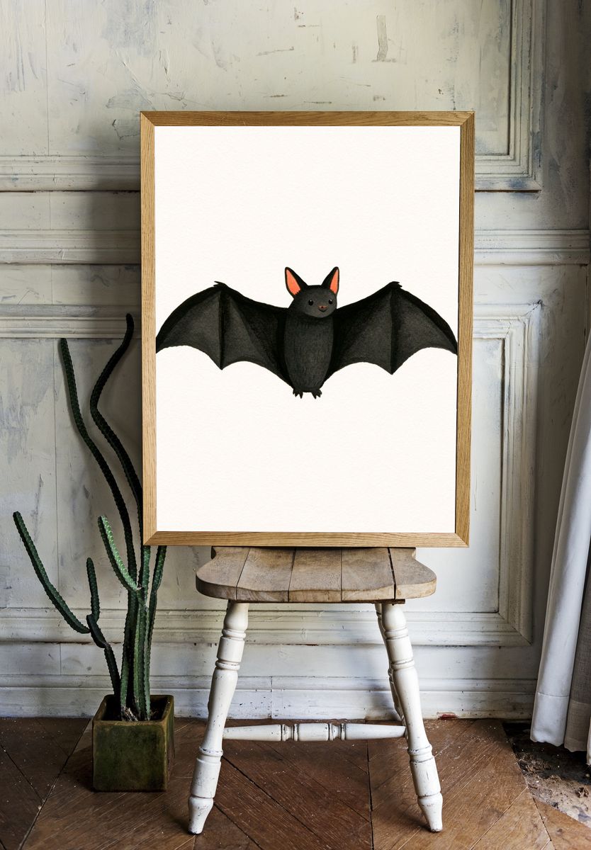 Cute Bat Illustration Poster. — room view 1