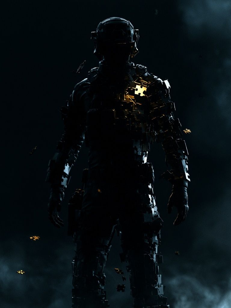 Glowing Cyber Soldier Poster. poster — illustration art