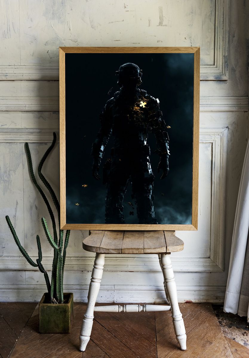 Glowing Cyber Soldier Poster. room preview