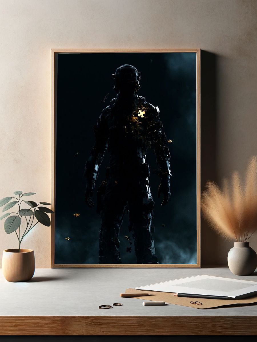 Glowing Cyber Soldier Poster. — room view 2