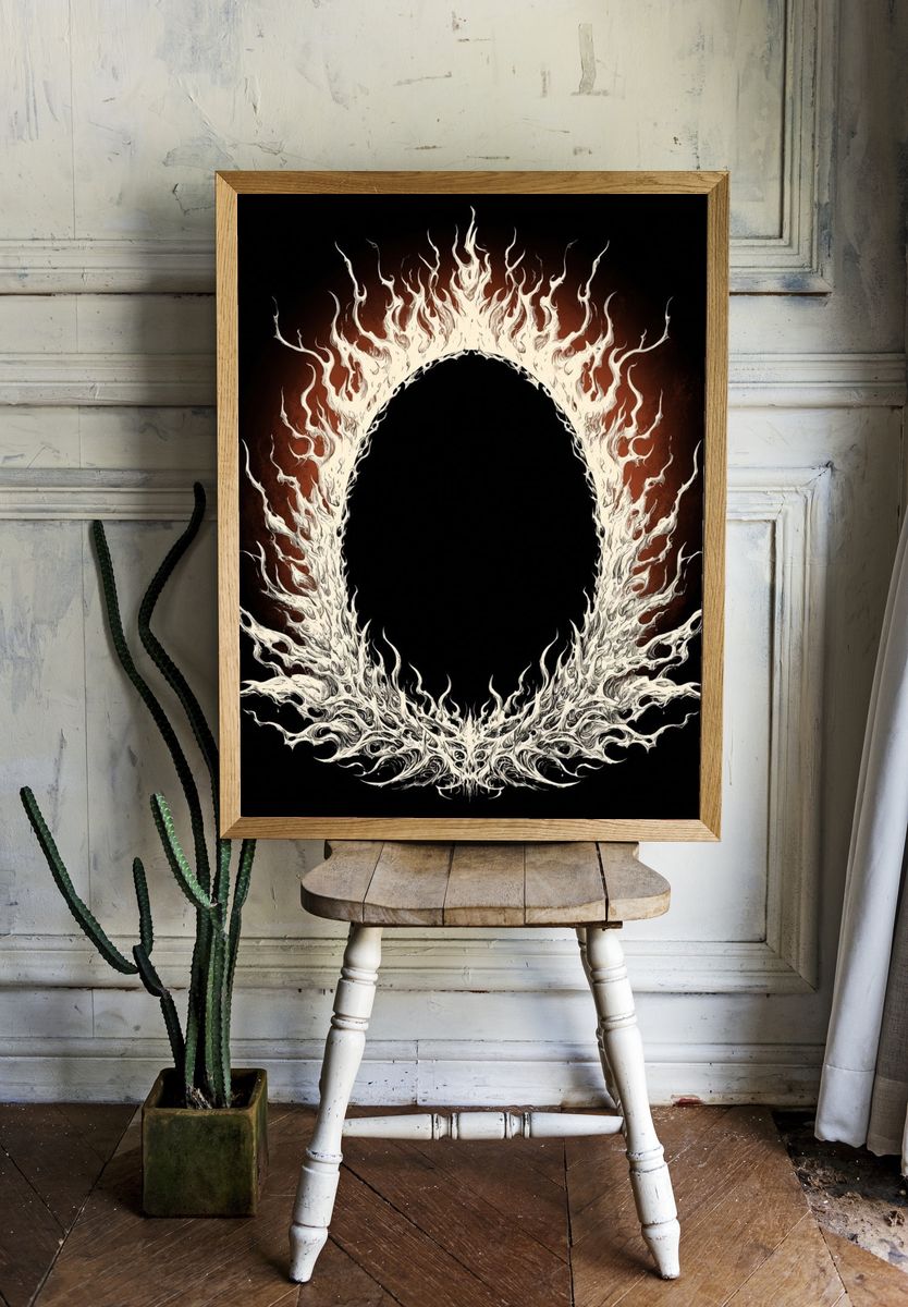 Flame Wreath Abstract Poster. — room view 1