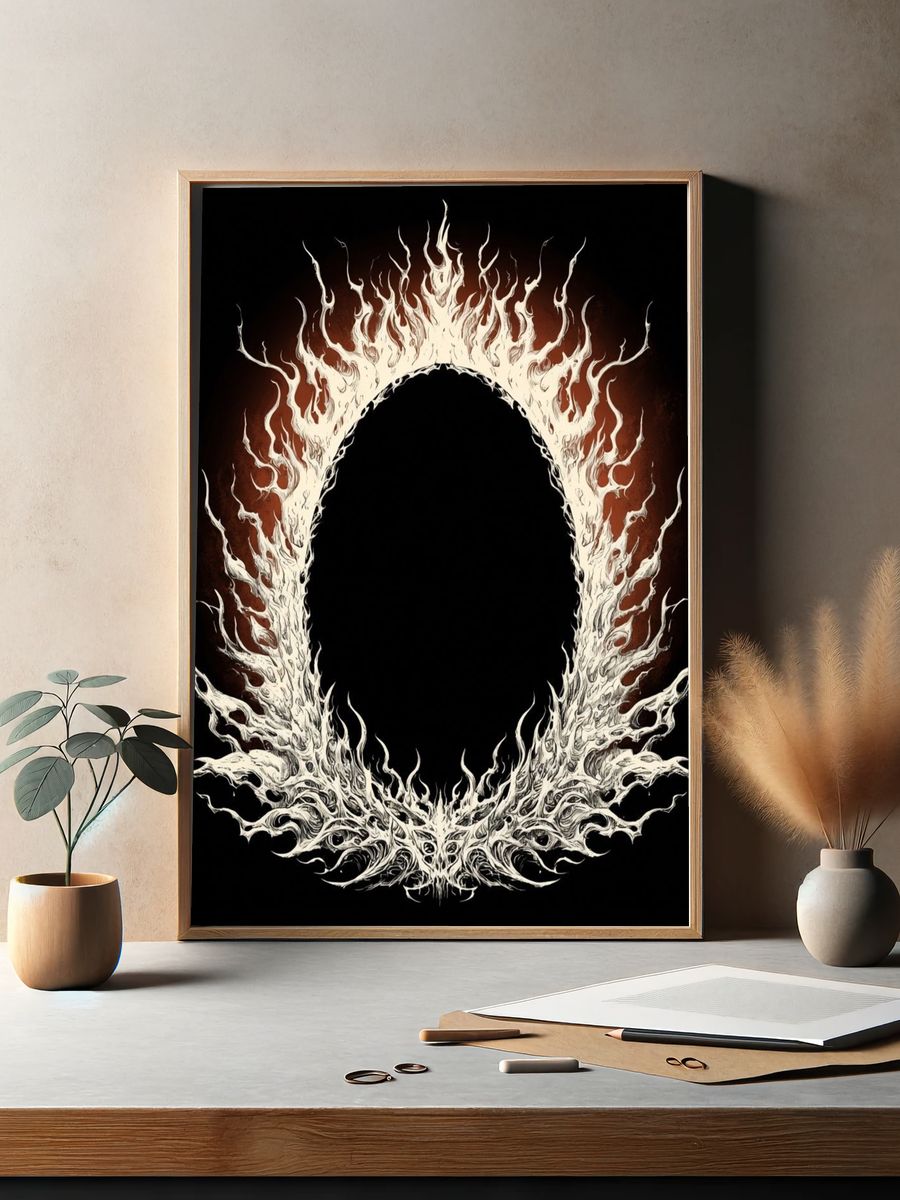 Flame Wreath Abstract Poster. — room view 2