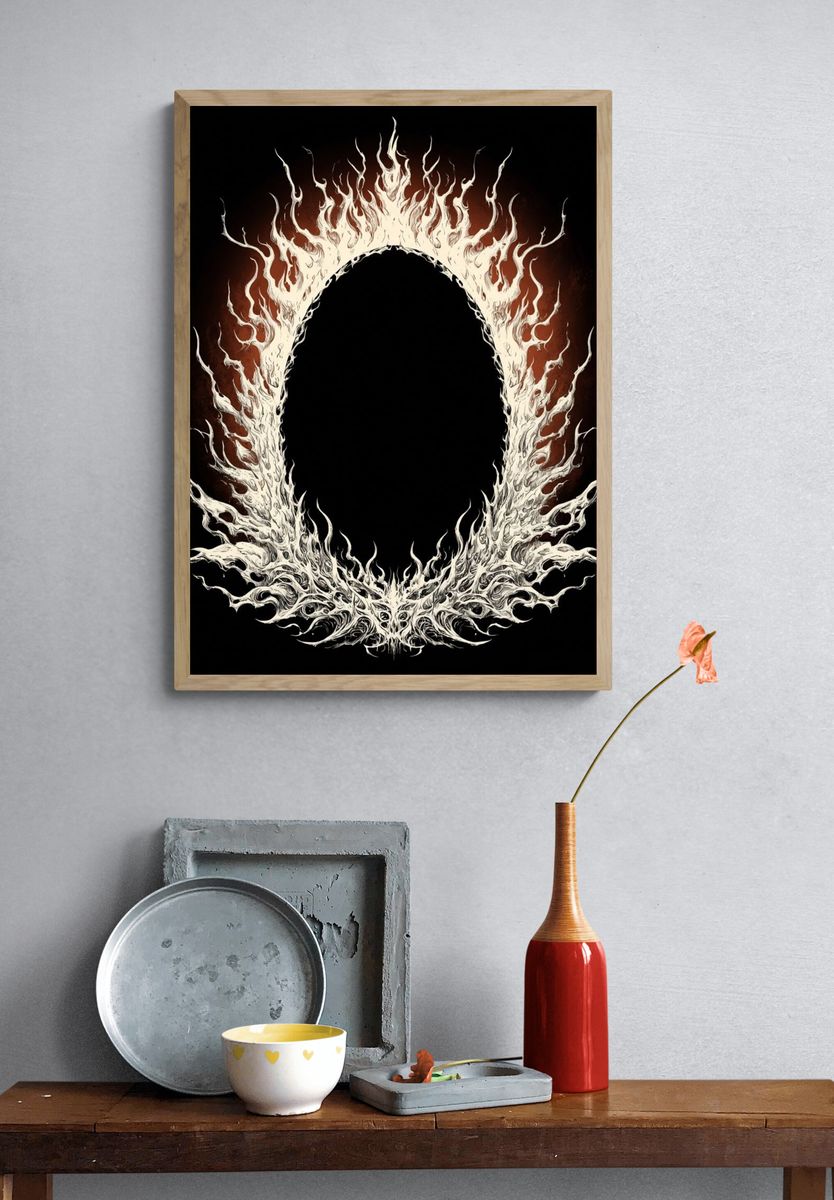 Flame Wreath Abstract Poster. — room view 3