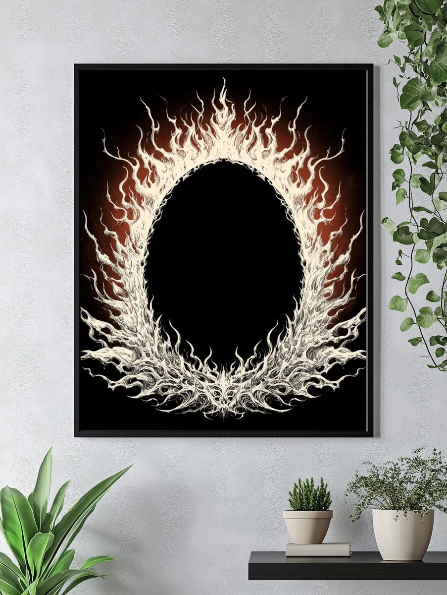 Flame Wreath Abstract Poster. — room view 4