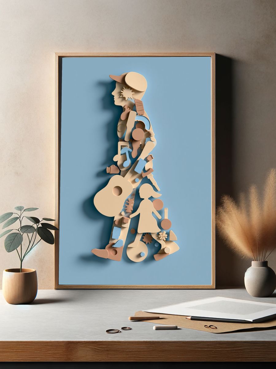 Paper Musician Silhouette Poster. — room view 2