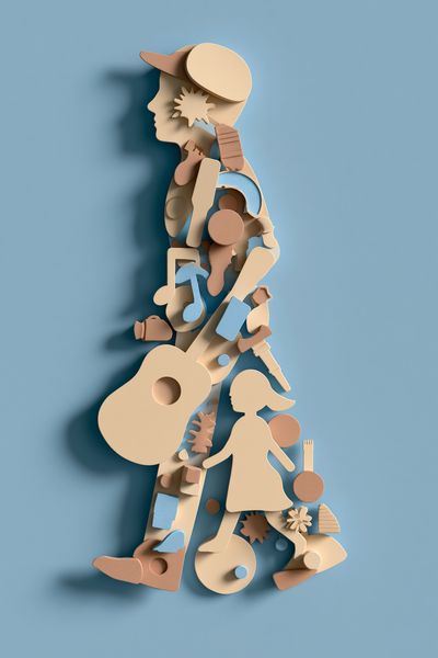 Paper Musician Silhouette Poster.