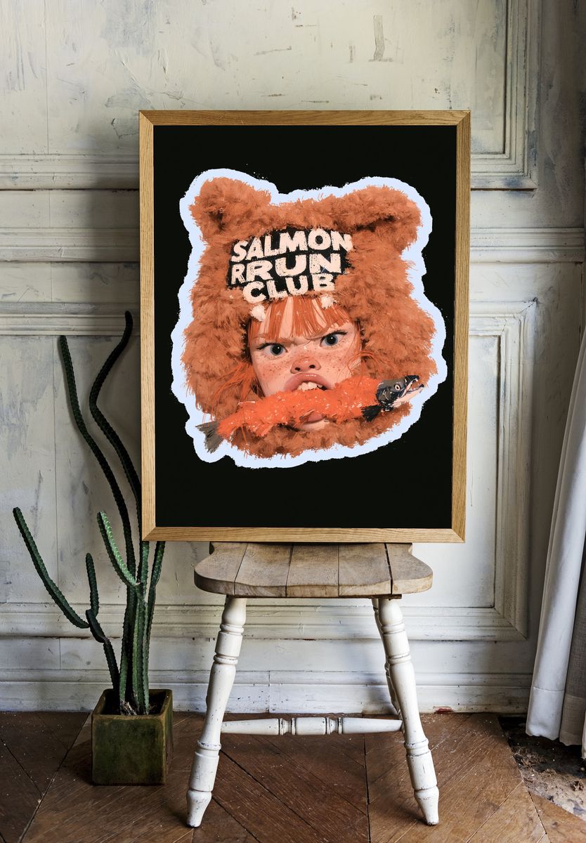 Salmon Run Club Illustration Poster. room preview