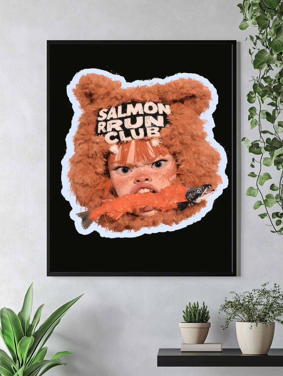 Salmon Run Club Illustration Poster. — room view 4
