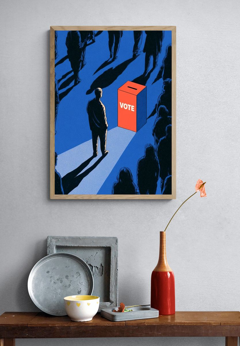 Vote Ballot Box Illustration Poster. — room view 3