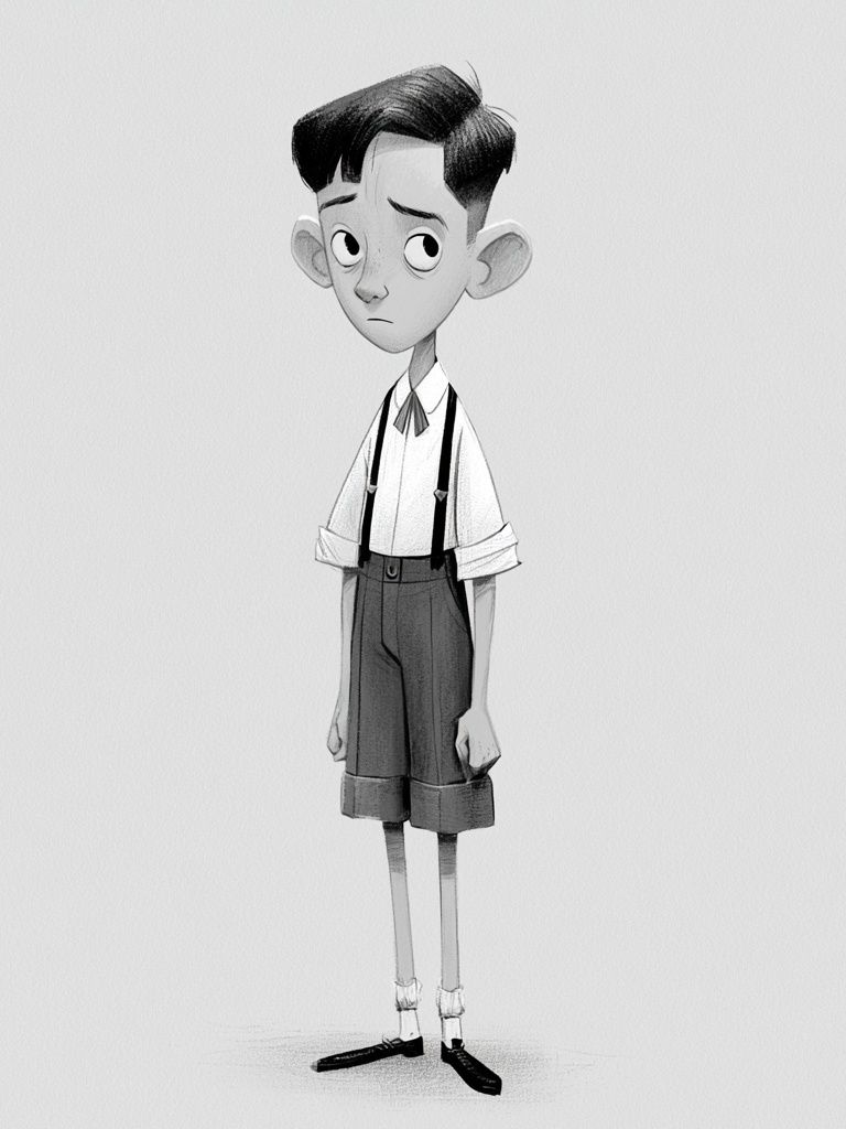 Sad Boy Character Illustration Poster. poster — illustration art