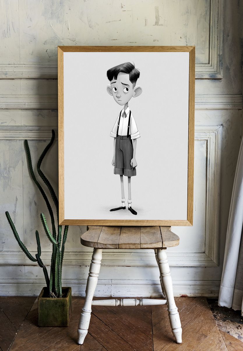 Sad Boy Character Illustration Poster. — room view 1
