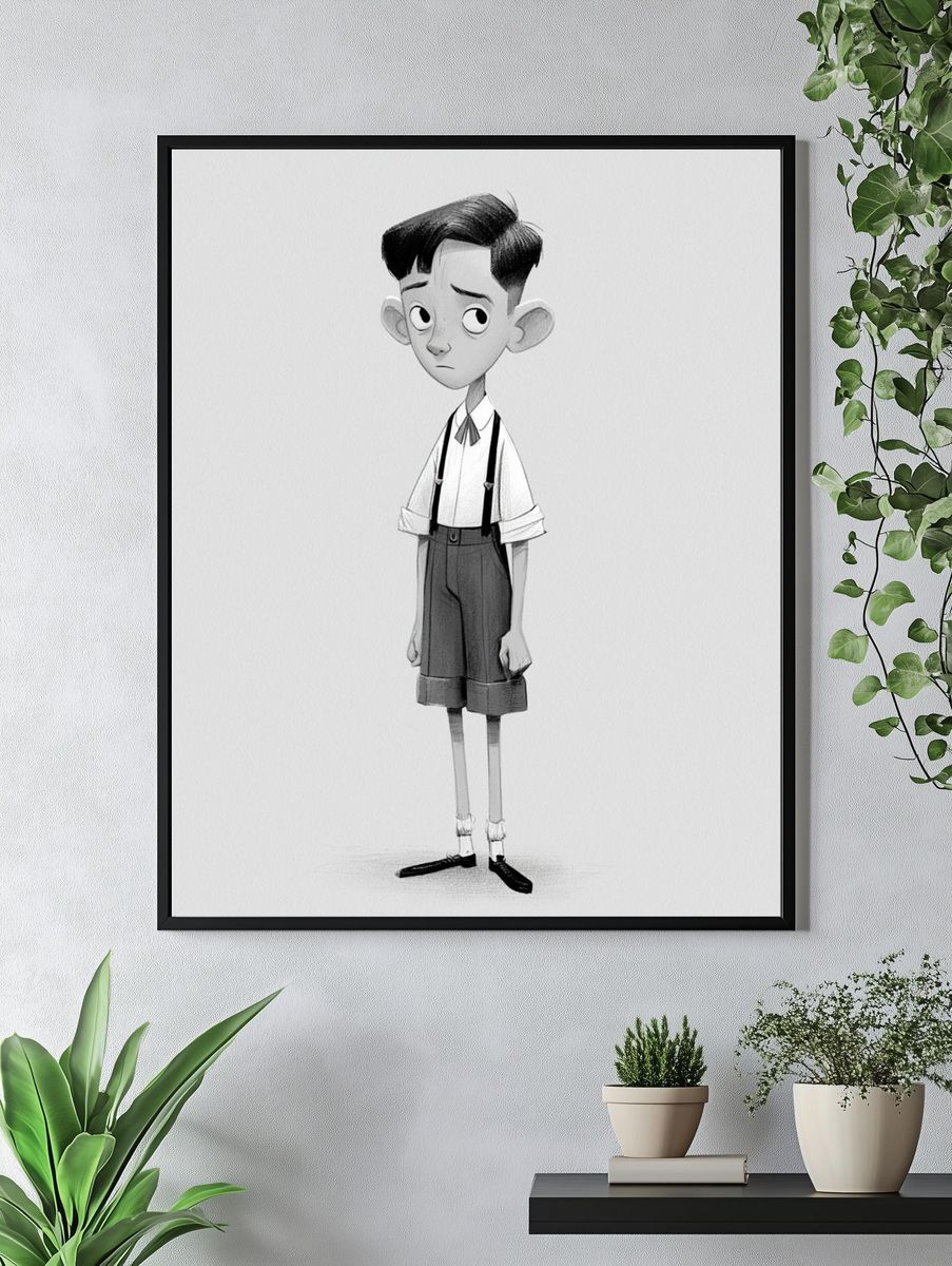Sad Boy Character Illustration Poster. — room view 4