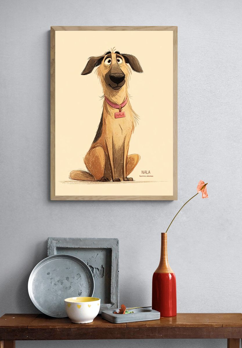 Nala the Dog Illustration Poster. — room view 3