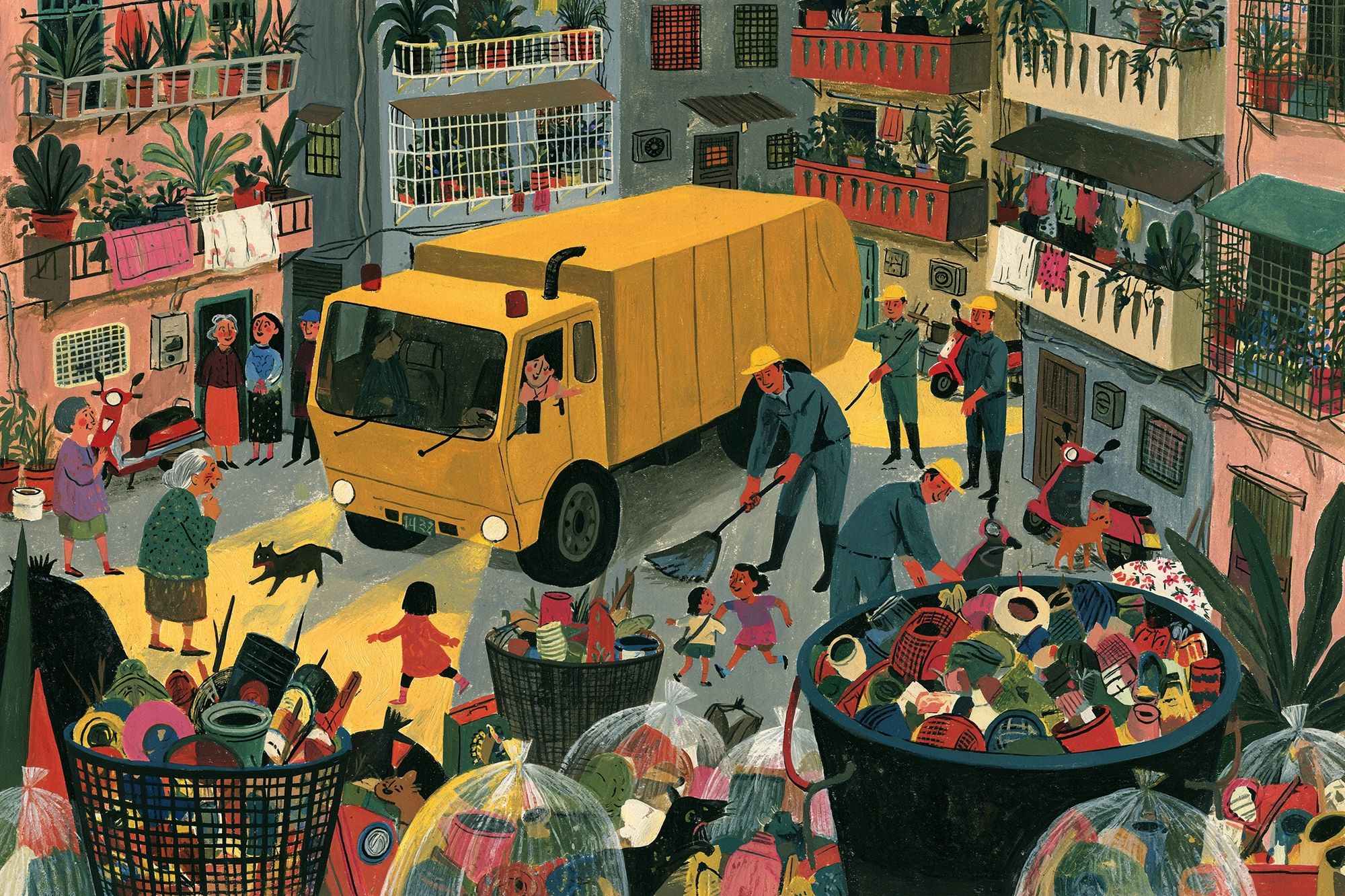 Neighborhood Cleanup Illustration Poster. poster detail