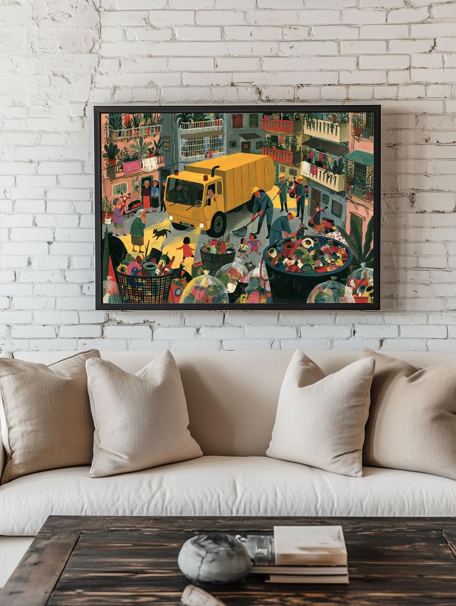 Neighborhood Cleanup Illustration Poster. room preview