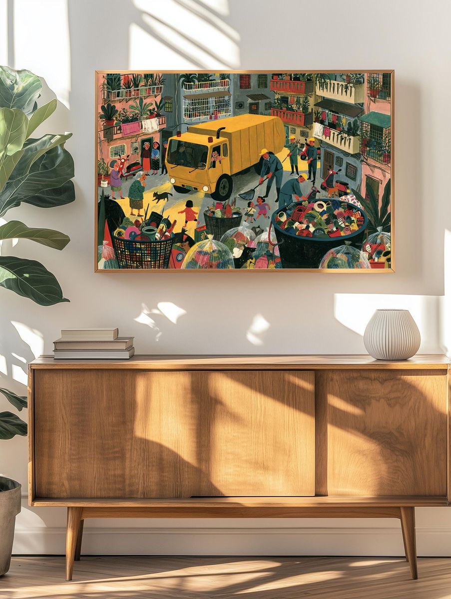 Neighborhood Cleanup Illustration Poster. — room view 3