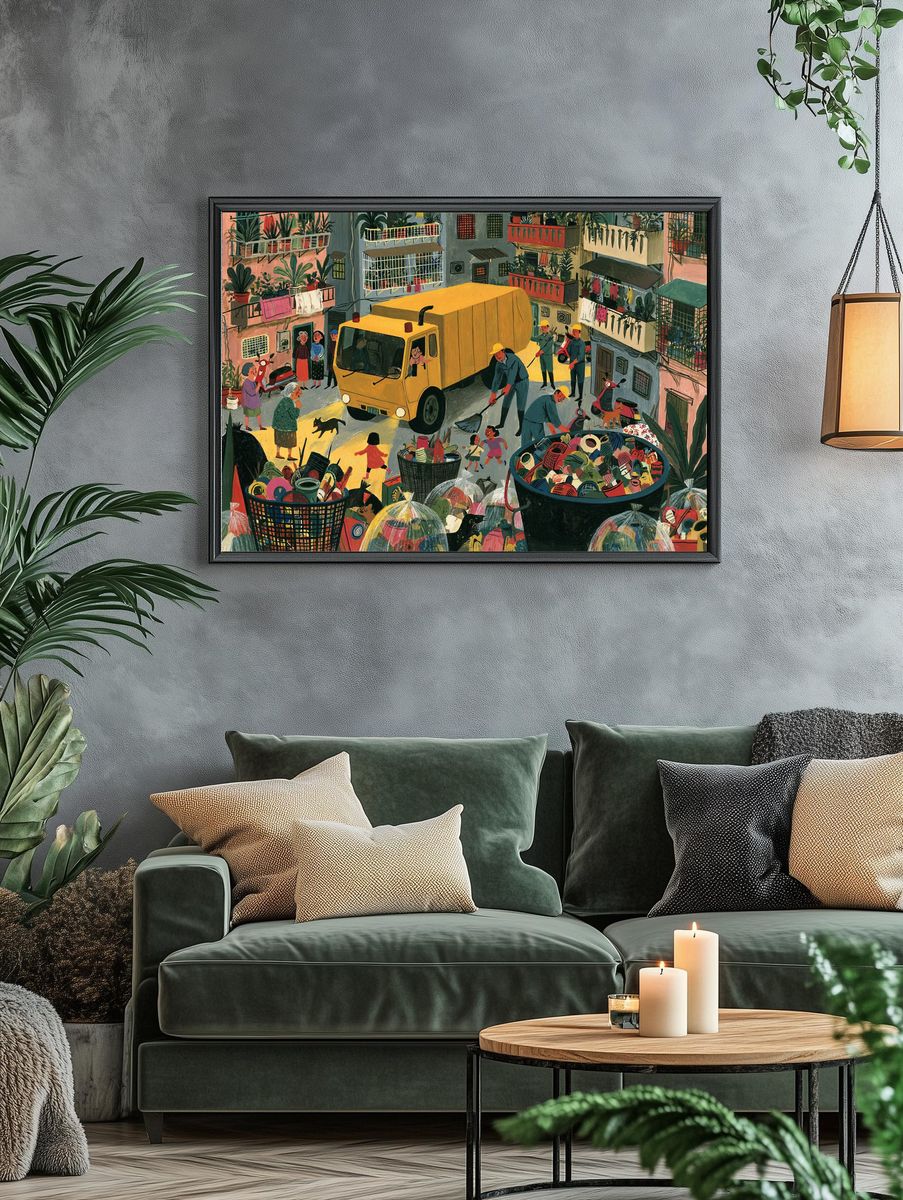Neighborhood Cleanup Illustration Poster. — room view 4