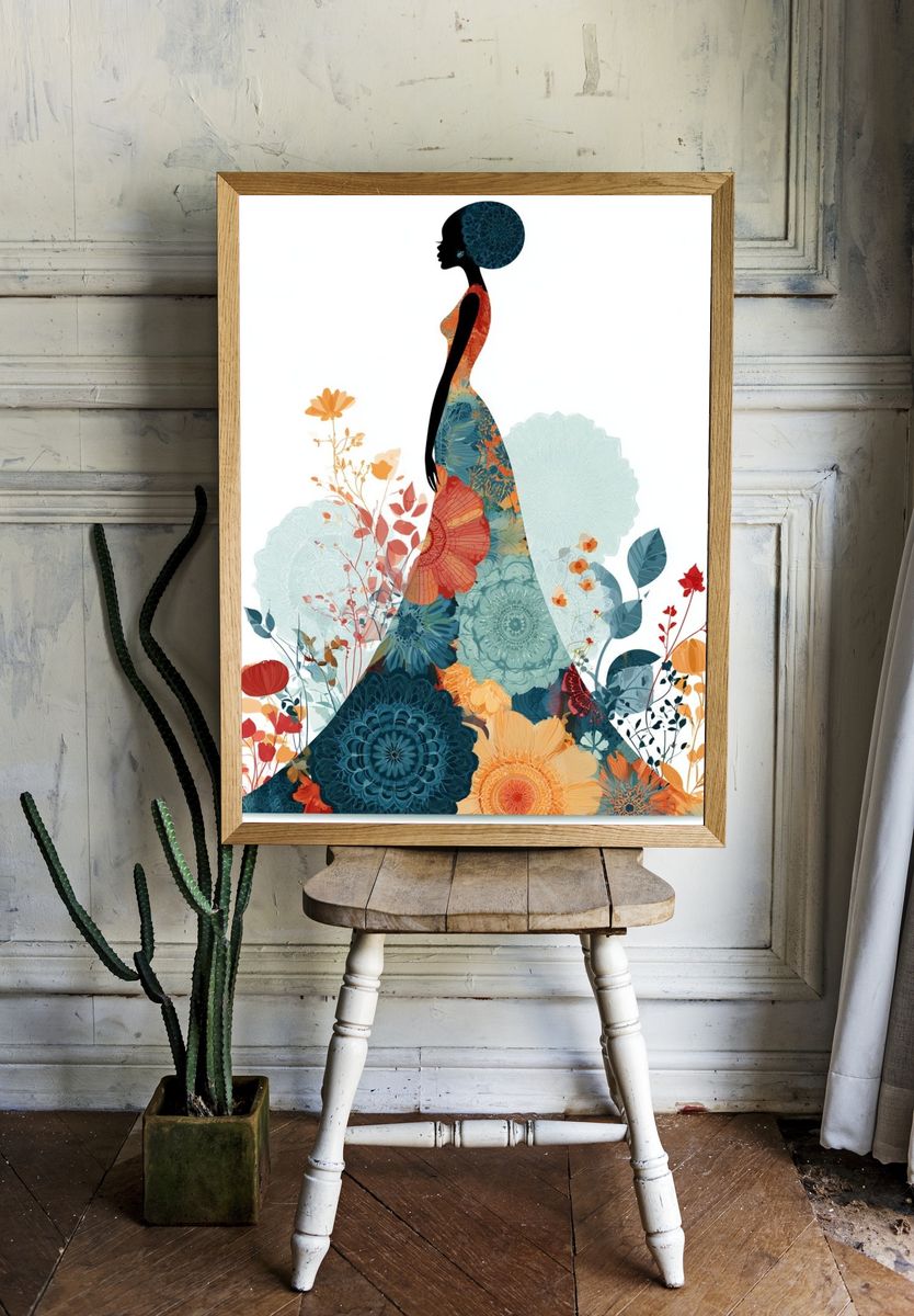 Floral Silhouette Illustration Poster. room preview