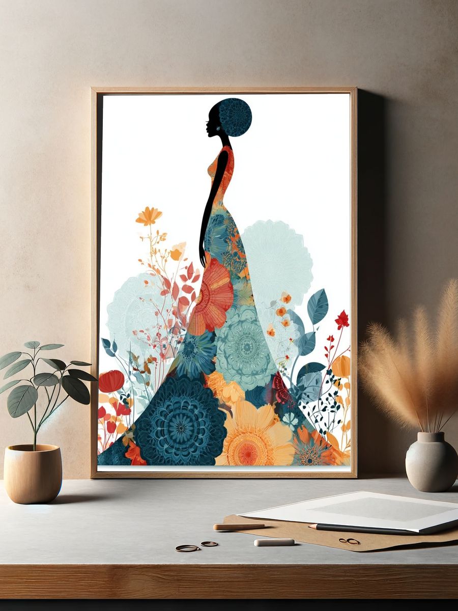Floral Silhouette Illustration Poster. — room view 2