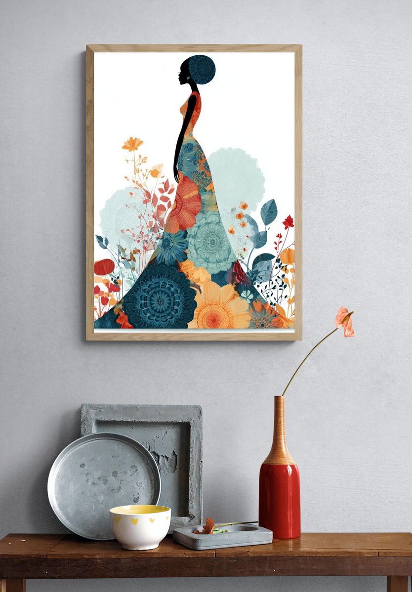 Floral Silhouette Illustration Poster. — room view 3