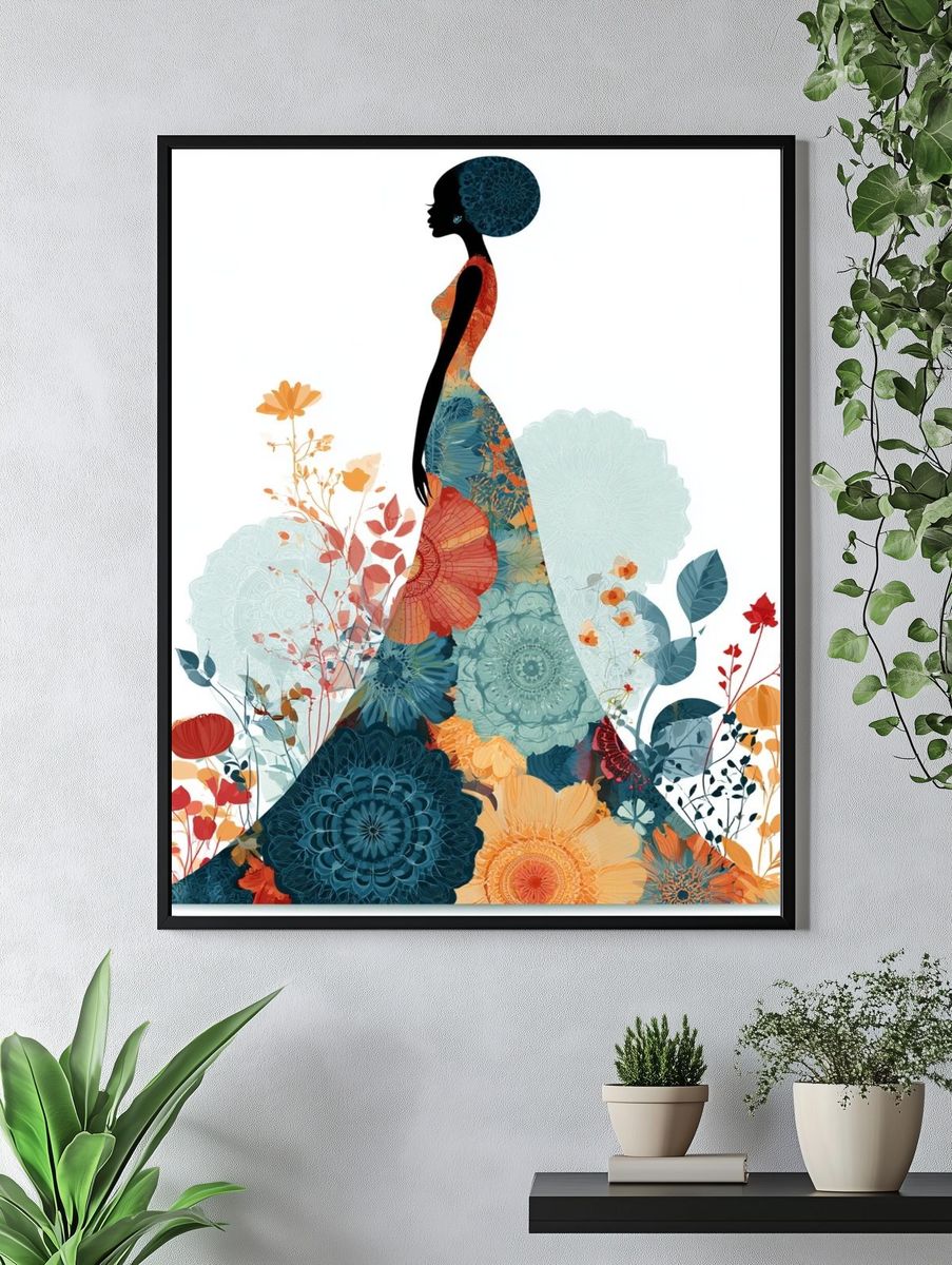 Floral Silhouette Illustration Poster. — room view 4