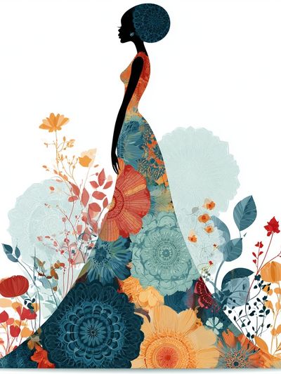Floral Silhouette Illustration Poster.