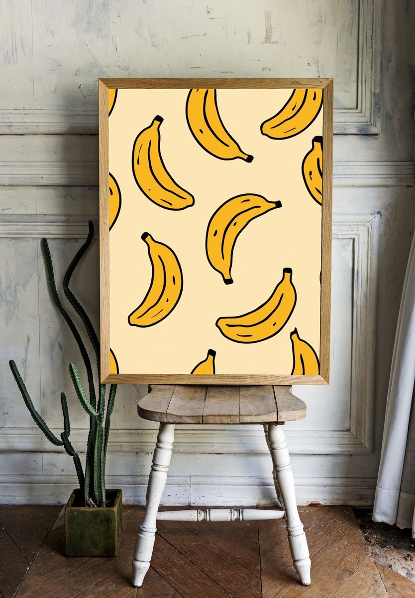 Banana Pattern Illustration Poster. — room view 1