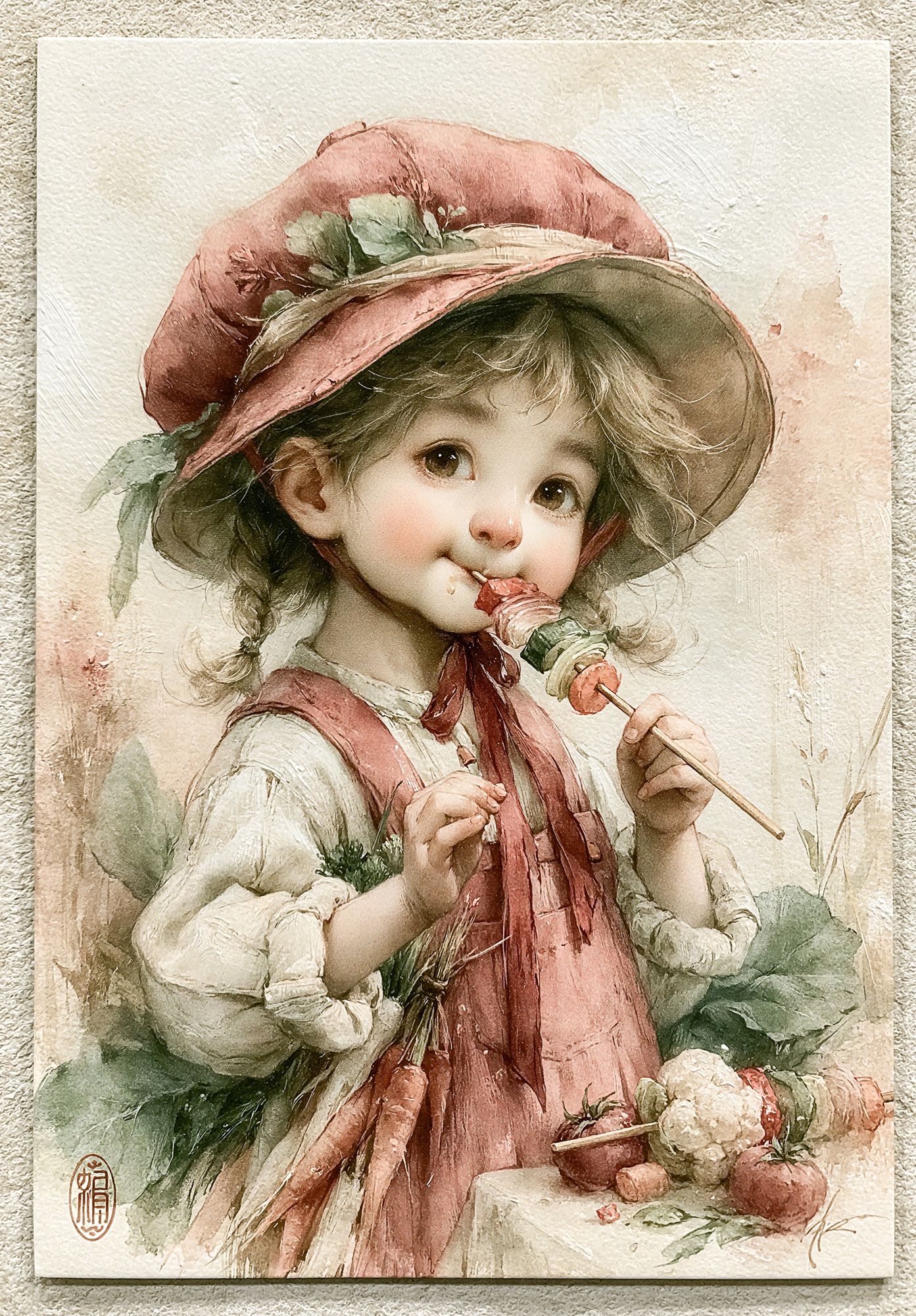 Little Girl Watercolor Portrait Print. poster — illustration art