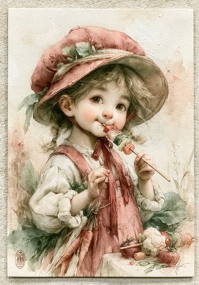 Little Girl Watercolor Portrait Print.