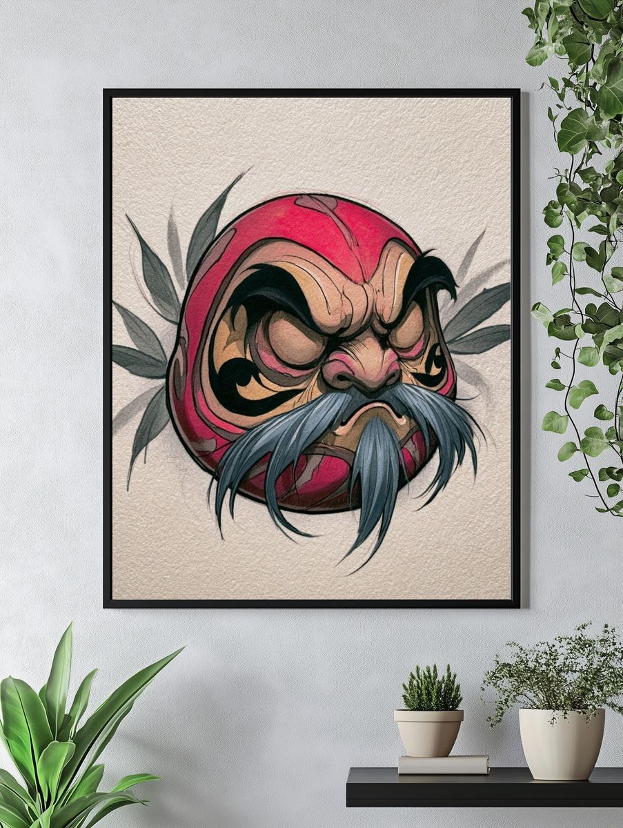 Daruma Mask Illustration Poster. — room view 4