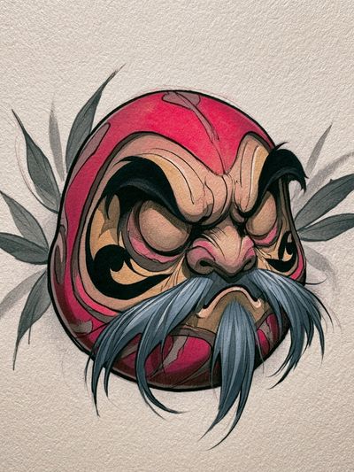 Daruma Mask Illustration Poster.