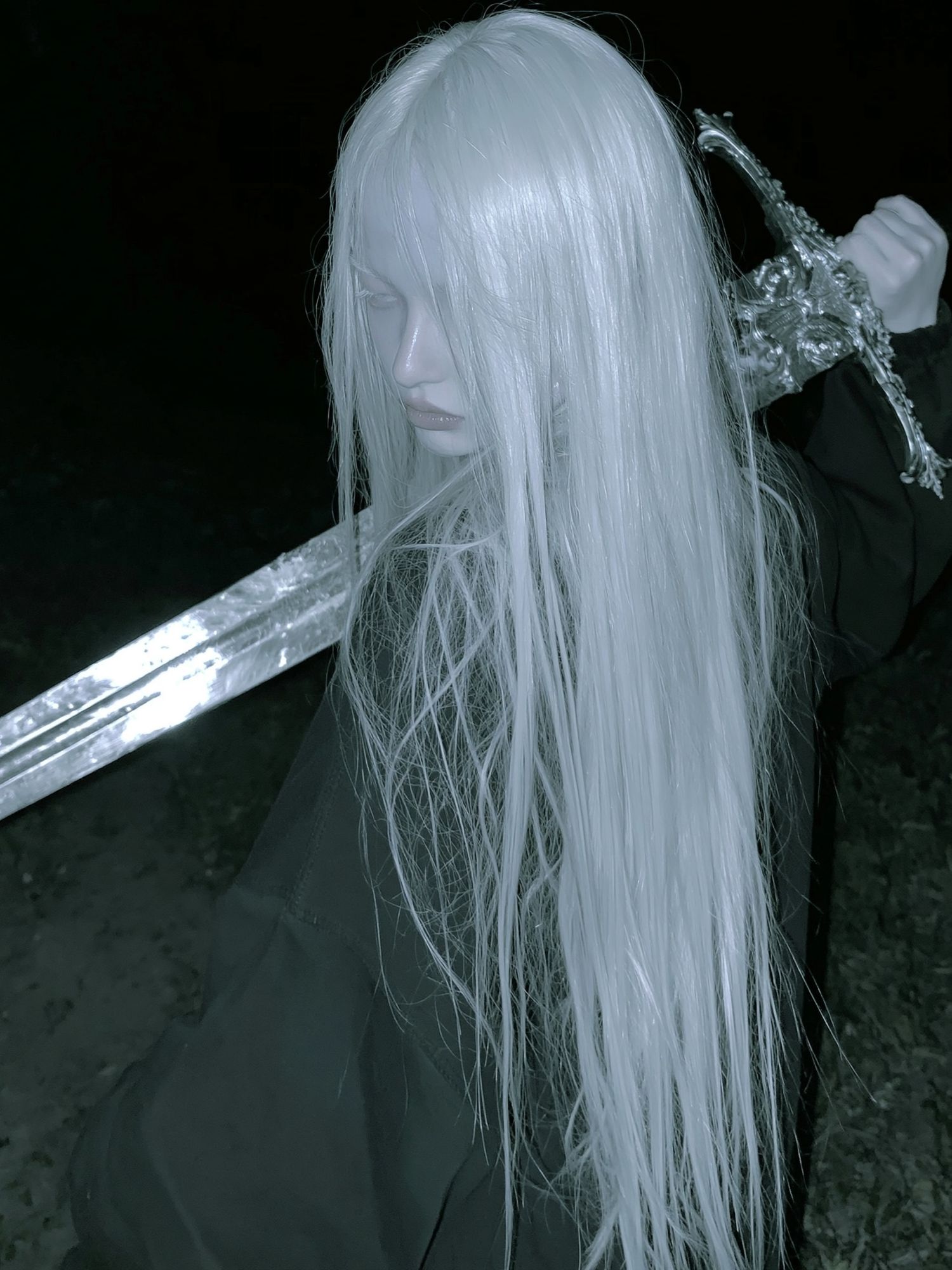 White-Haired Warrior Portrait Print. poster detail