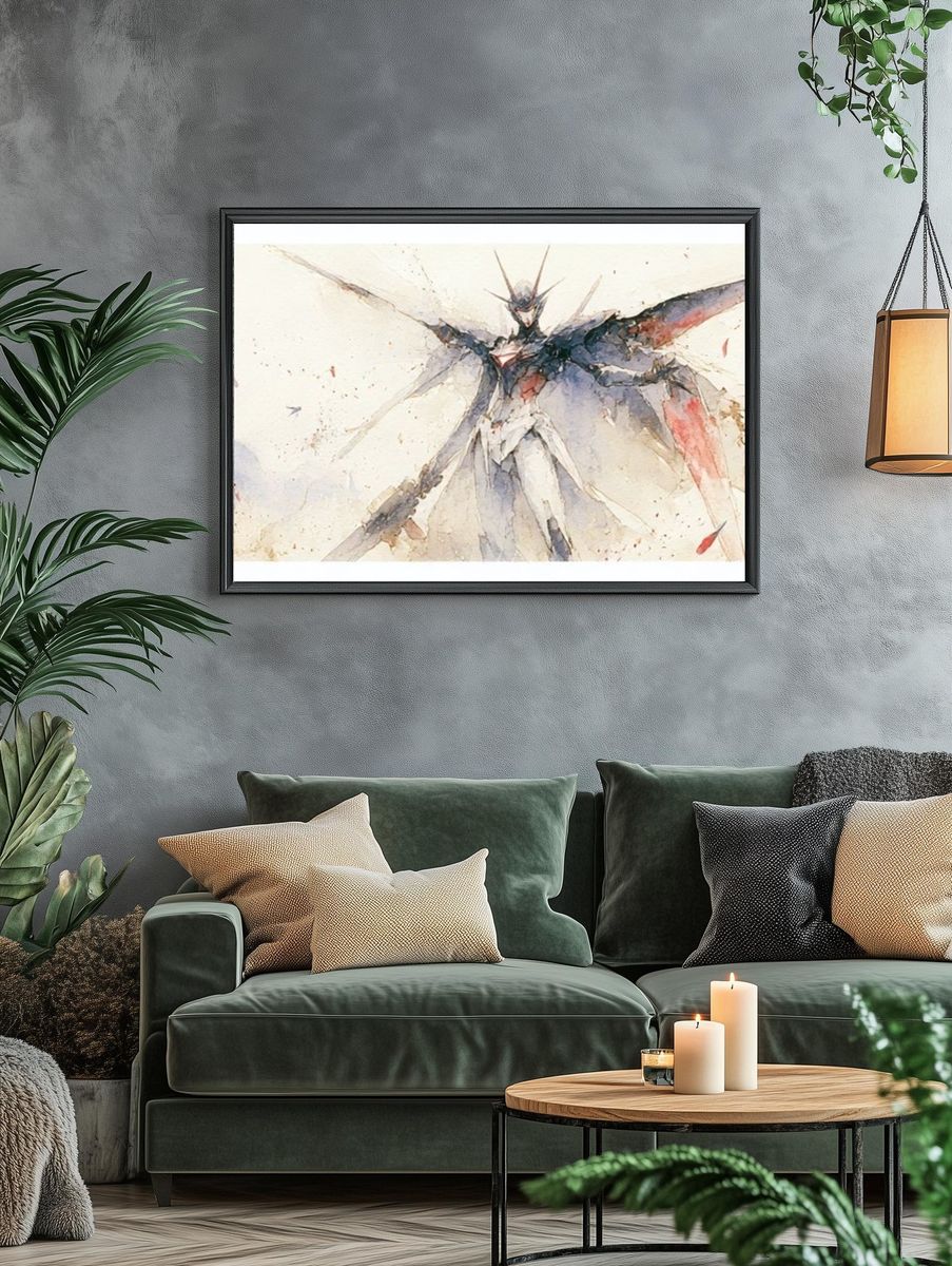 Mecha Angel Watercolor Poster. — room view 4