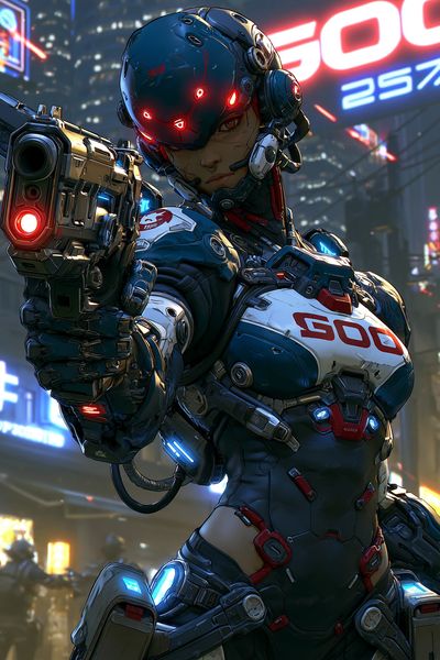 Cyberpunk Android Warrior Poster.