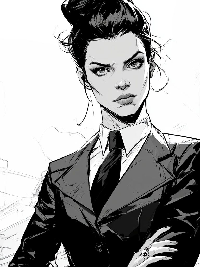 Monochrome Woman Portrait Print. poster — illustration art