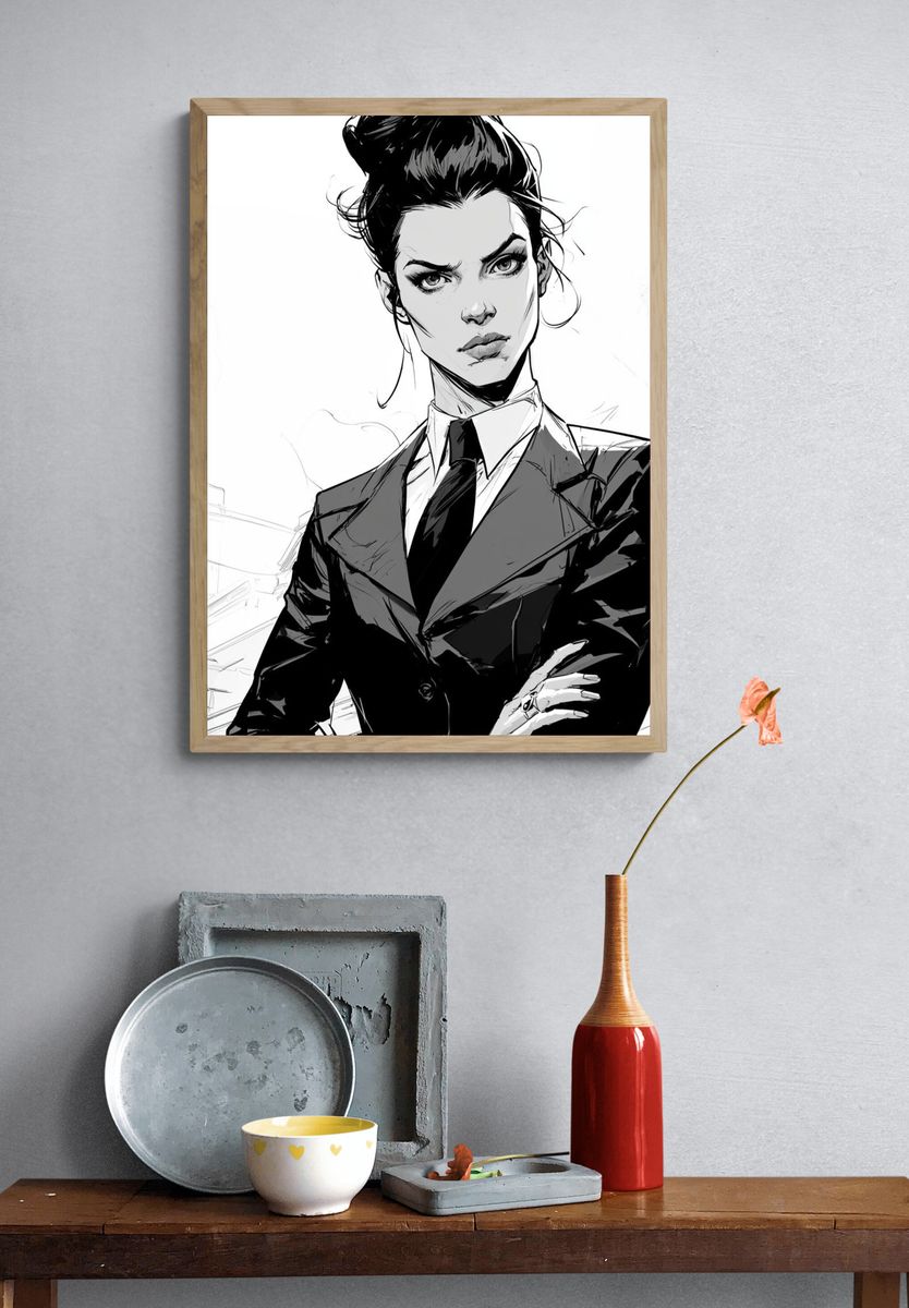 Monochrome Woman Portrait Print. — room view 3