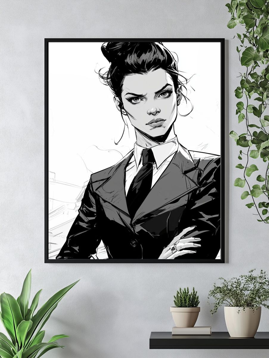 Monochrome Woman Portrait Print. — room view 4