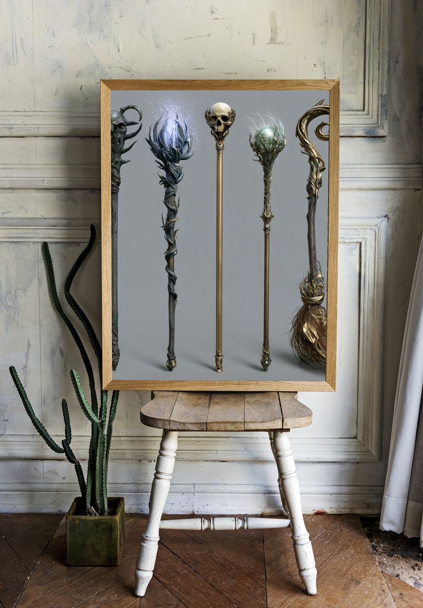 Fantasy Staff Collection Illustration Print. room preview