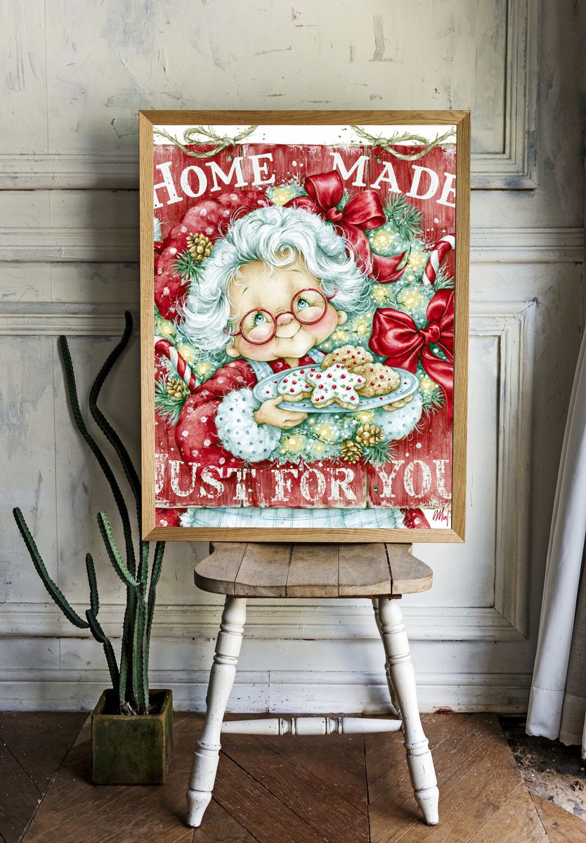 Home Made Santa Christmas Illustration Poster. — room view 1